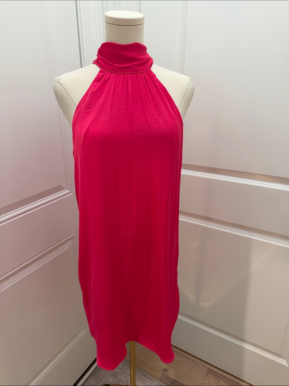 Naked Zebra Hot Pink Halter Mini Dress